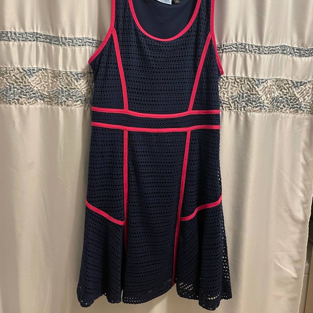 Cynthia Rowley dress, navy and pink